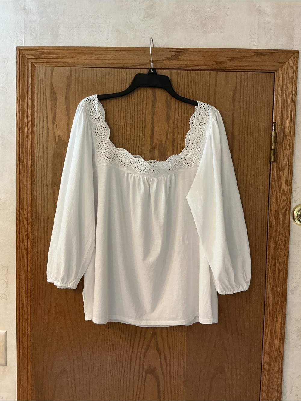 LOFT White Eyelet Square-Neck Blouse